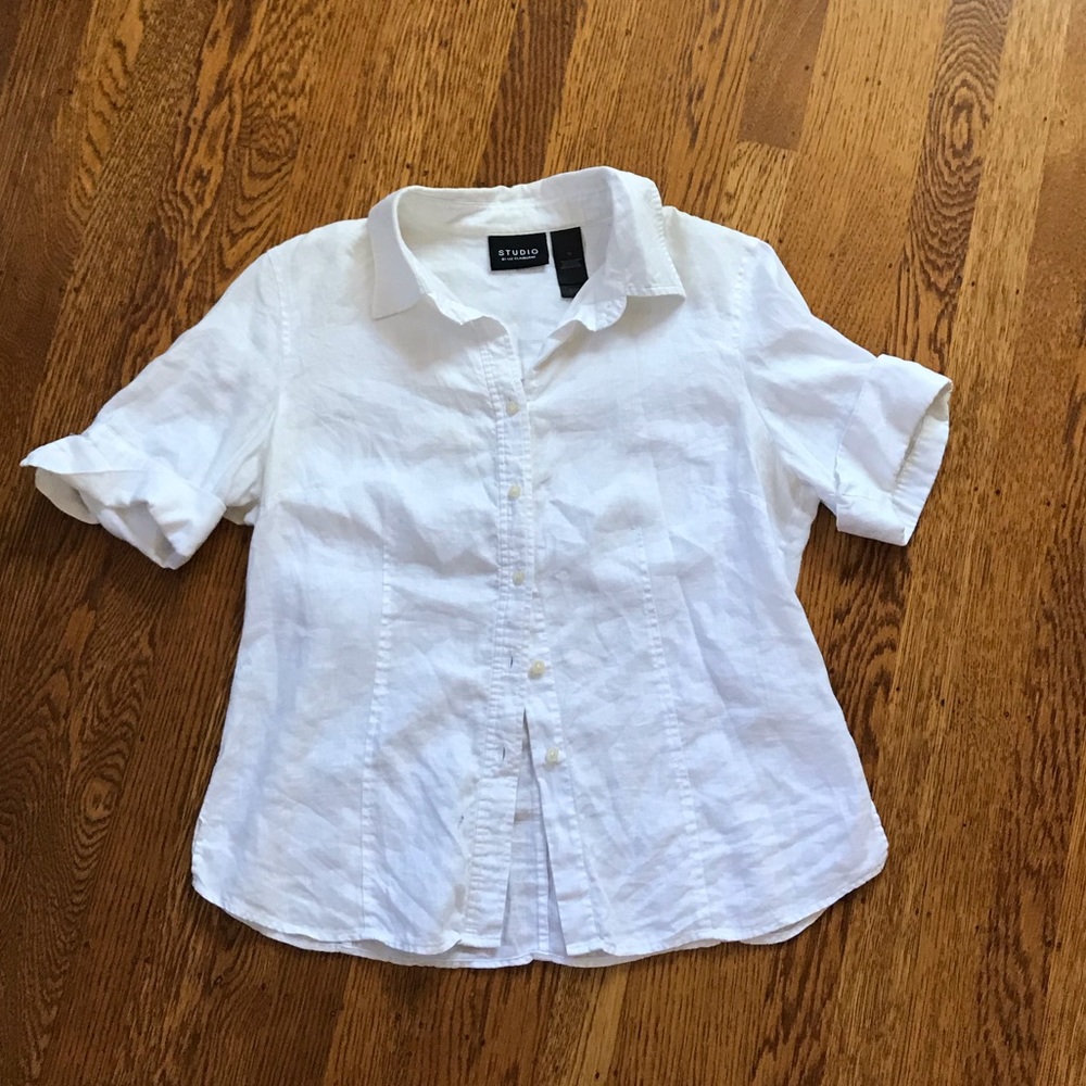 ❗️8/20 shop closes❗️ Linen Short Sleeve Blouse